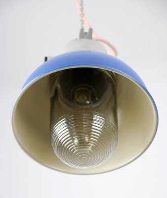 Vintage Blue Small Industrial Pendant Lamp from TEP-HGJ-739242