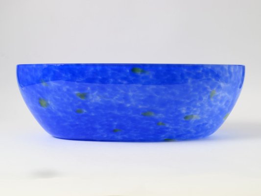 Vintage Blue Splatter Effect Glass Bowl, 1930s-IXK-953636