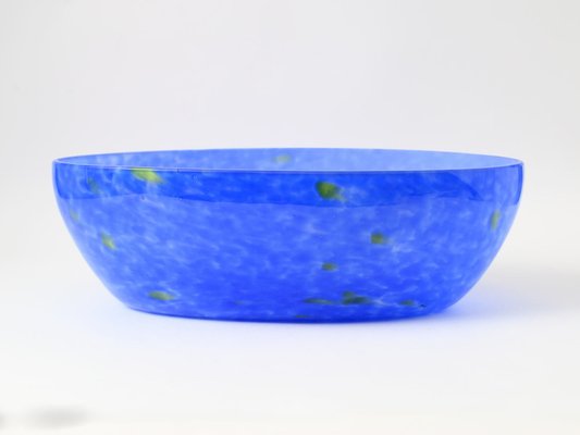 Vintage Blue Splatter Effect Glass Bowl, 1930s-IXK-953636