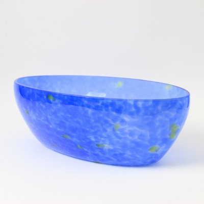 Vintage Blue Splatter Effect Glass Bowl, 1930s-IXK-953636