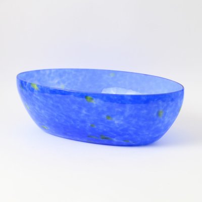 Vintage Blue Splatter Effect Glass Bowl, 1930s-IXK-953636