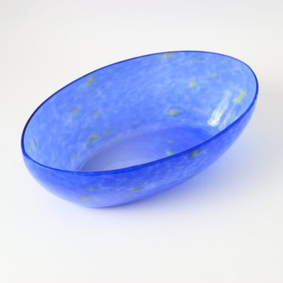 Vintage Blue Splatter Effect Glass Bowl, 1930s-IXK-953636