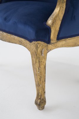 Vintage Blue Velvet and Gilt Wood Armchair, 1890s-RCE-1382802