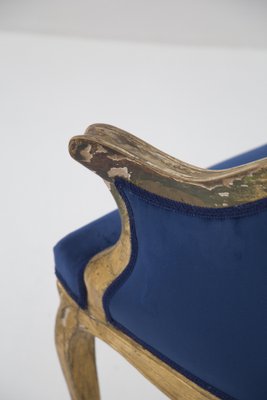 Vintage Blue Velvet and Gilt Wood Armchair, 1890s-RCE-1382802