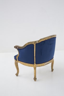 Vintage Blue Velvet and Gilt Wood Armchair, 1890s-RCE-1382802