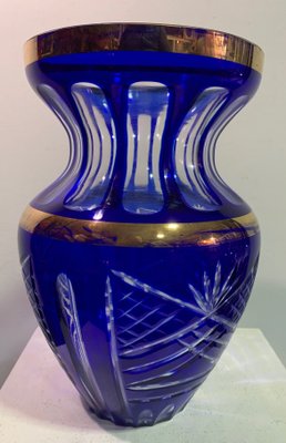 Vintage Bohemian Carved Glass Vase-IKW-1139099