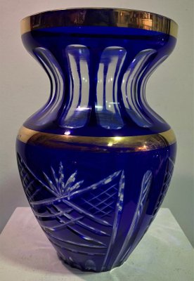 Vintage Bohemian Carved Glass Vase-IKW-1139099