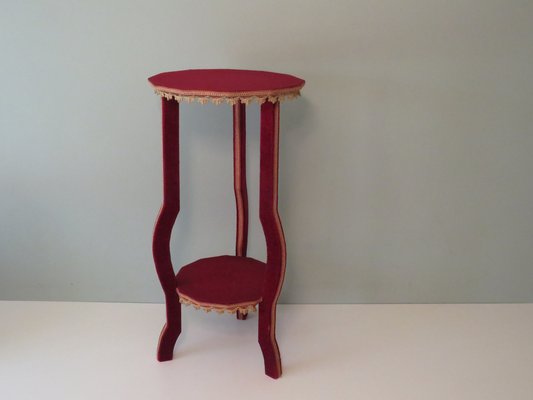 Vintage Bohemian Side Table with Velvet Upholstery, Italy, 1950-1960-UKG-1371669