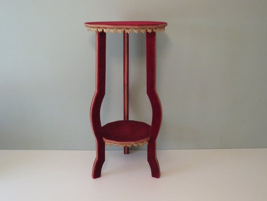 Vintage Bohemian Side Table with Velvet Upholstery, Italy, 1950-1960-UKG-1371669