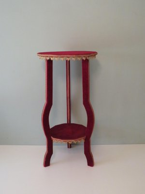 Vintage Bohemian Side Table with Velvet Upholstery, Italy, 1950-1960-UKG-1371669