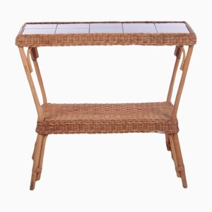 Vintage Bohemian Style Bamboo Side Table, France, 1960s-EZZ-1245832