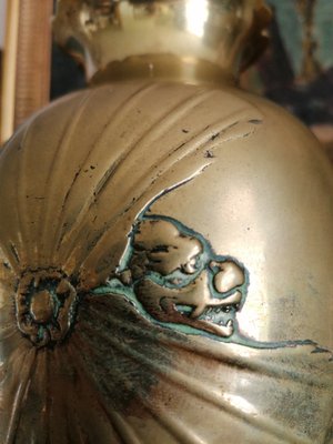 Vintage Boho Chic Brass Yokai Vase-GO-968942