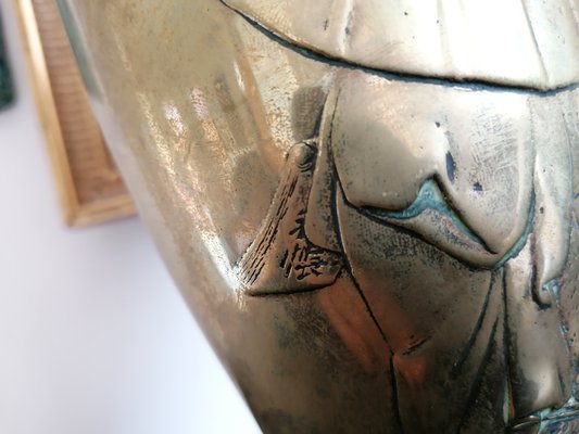 Vintage Boho Chic Brass Yokai Vase-GO-968942