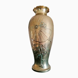 Vintage Boho Chic Brass Yokai Vase-GO-968942