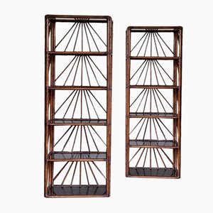 Vintage Bookcases with Glass Shelves, 1970s, Set of 2-YMJ-1704493