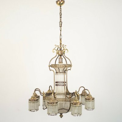 Vintage Brass 10-Light Chandelier, 1950s-ZLY-744057