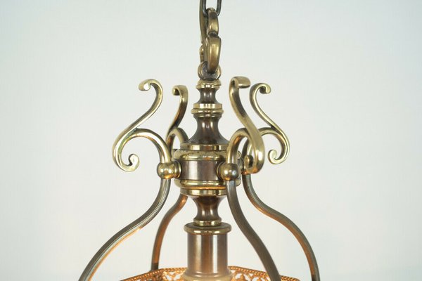 Vintage Brass 10-Light Chandelier, 1950s-ZLY-744057