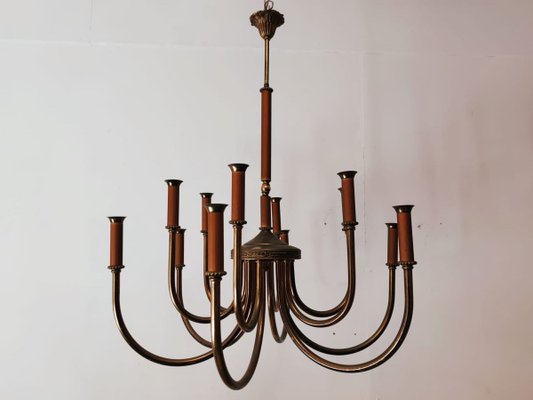 Vintage Brass 12-Light Chandelier-QLH-883474