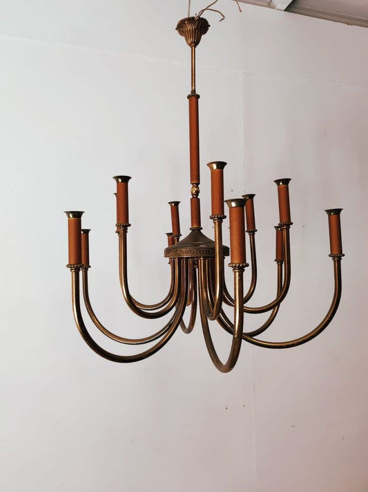 Vintage Brass 12-Light Chandelier