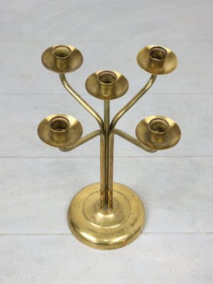 Vintage Brass 5-Arm Candle Holder-HGJ-1440949