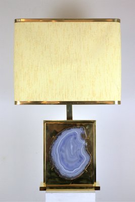 Vintage Brass & Agate Table Lamp by Willy Daro, 1970s-CBP-1383432