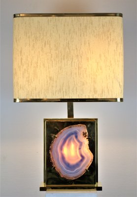 Vintage Brass & Agate Table Lamp by Willy Daro, 1970s-CBP-1383432