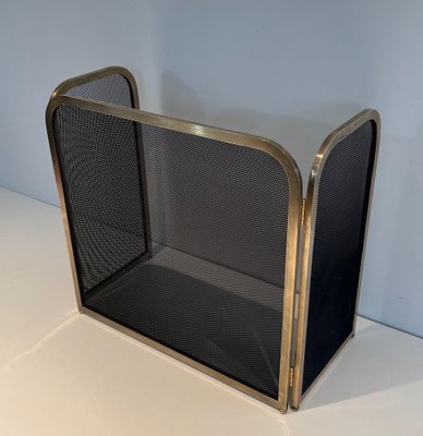 Vintage Brass and Mesh Fire Screen, 1970s-BA-1481498