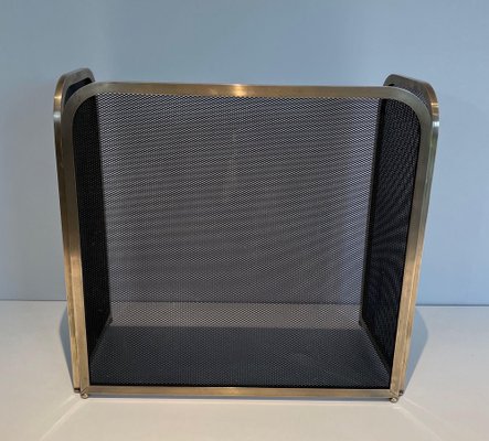 Vintage Brass and Mesh Fire Screen, 1970s-BA-1481498