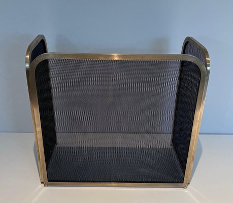 Vintage Brass and Mesh Fire Screen, 1970s-BA-1481498