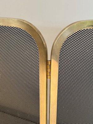 Vintage Brass and Mesh Fire Screen, 1970s-BA-1481498