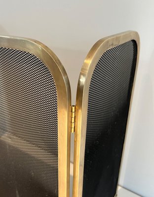 Vintage Brass and Mesh Fire Screen, 1970s-BA-1481498