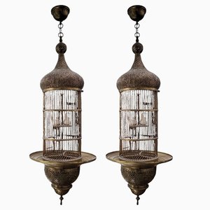 Vintage Brass Bird Cage Lamps, Set of 2-TCS-1737380