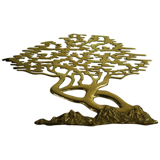 Vintage Brass Bonsai Wall Sculpture, 1960s