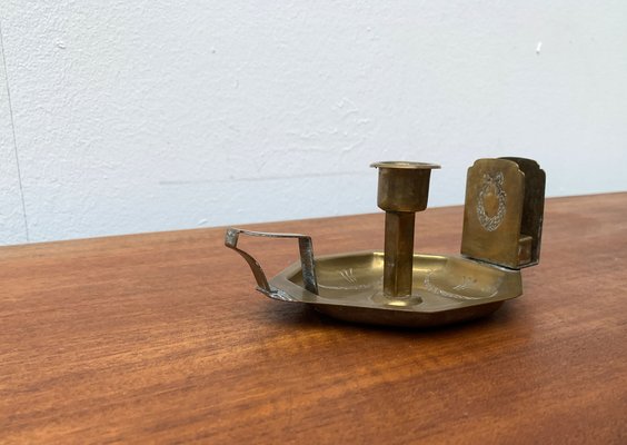 Vintage Brass Candle Holder with Matchbox Holder-UAH-1192495