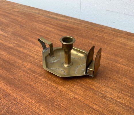 Vintage Brass Candle Holder with Matchbox Holder-UAH-1192495