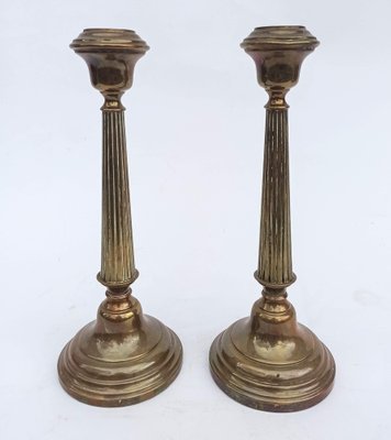 Vintage Brass Candleholders, Set of 2-FSD-1290775