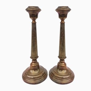 Vintage Brass Candleholders, Set of 2-FSD-1290775