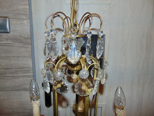 Vintage Brass Chandelier, 1920s-CAQ-571990