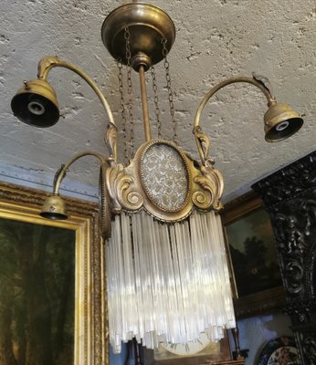 Vintage Brass Chandelier, 1930s-GEL-1054203