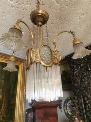 Vintage Brass Chandelier, 1930s-GEL-1054203