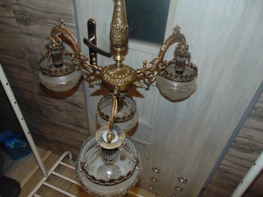 Vintage Brass Chandelier-CAQ-1131139