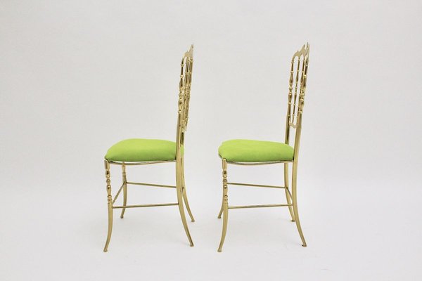 Vintage Brass Chiavari Side Chairs, 1950s, Set of 2-NB-766520