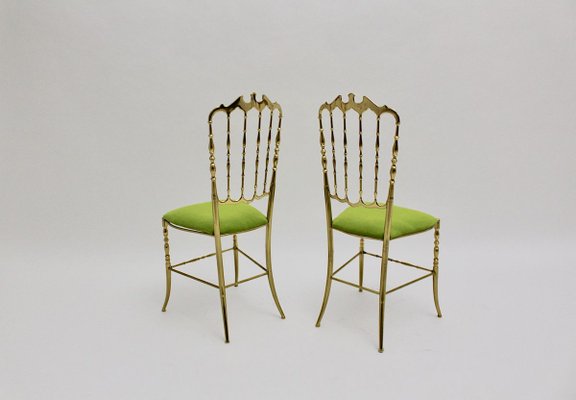 Vintage Brass Chiavari Side Chairs, 1950s, Set of 2-NB-766520