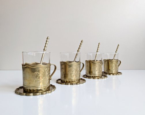 Vintage Brass Cups from Gilde, 1970s, Set of 4-BLG-2042205