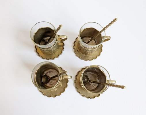 Vintage Brass Cups from Gilde, 1970s, Set of 4-BLG-2042205