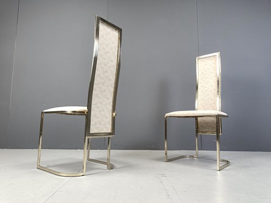 Vintage Brass Dining Chairs attributed to Belgo Chrom / Dewulf Selection, 1970s, Set of 8-IRH-2028269