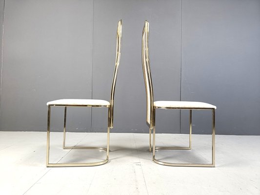 Vintage Brass Dining Chairs attributed to Belgo Chrom / Dewulf Selection, 1970s, Set of 8-IRH-2028269