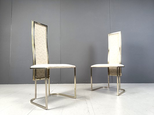 Vintage Brass Dining Chairs attributed to Belgo Chrom / Dewulf Selection, 1970s, Set of 8-IRH-2028269