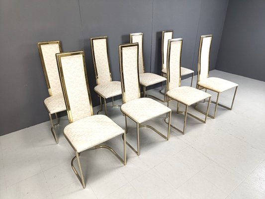 Vintage Brass Dining Chairs attributed to Belgo Chrom / Dewulf Selection, 1970s, Set of 8-IRH-2028269