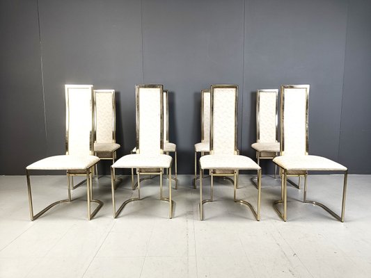 Vintage Brass Dining Chairs attributed to Belgo Chrom / Dewulf Selection, 1970s, Set of 8-IRH-2028269